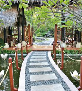 Maledivský hotel Angaga Island Resort v zahradě